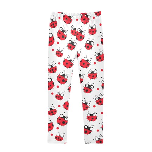 Ladybug Cute Simple Pattern Girls Leggings Soft Comfortable Athletic Leggings Dancing Pants for 4-10 Years