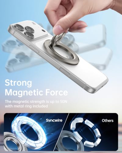 Image of SYNCWIRE Magnetic Phone Ring Holder, for MagSafe Phone Grip Stand Kickstand | 360 Rotation, Double-Sided Magnet, Cell Phone Grip Finger Holder, for iPhone 17 16 15 14 13 12 Pro Max, MagSafe Accessories