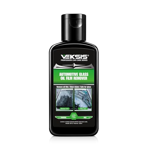 Veksis Automotive Glass Oil Film Remover – 120ml Car Windshield Oil Film Cleaner, Streak-Free Glass Polish for Cars Trucks SUVs, Removes Oil, Grease, Water Spots, Improves Visibility