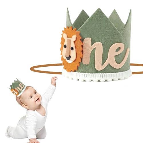 dinghaole Couronne de premier anniversaire pour bébé, chapeau de lion vert, accessoire photo,...
