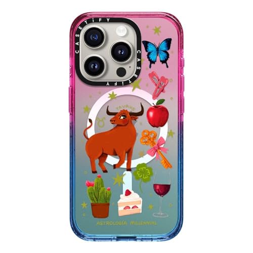 Coque iPhone 15 Pro CASETiFY Impact antichoc MagSafe motif astrologie Taureau barbe à papa