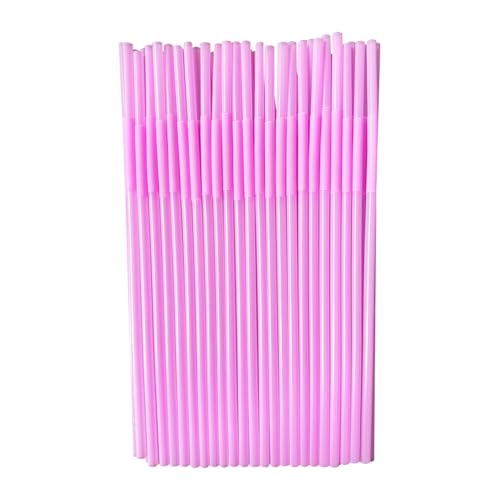 200 pitillos flexibles desechables de plástico rosa 26 cm miniatura 1
