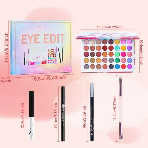 Tutto in Uno Trucchi Set per Occhi per Ragazze Adolescenti, 40 Colori Palette di Ombretti con Mascara Matita Eyeliner Sopracciglia Pennelli, Kit Regalo Trucco Completo, Make Up Tavolozza Kit