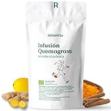 Certificado Ecológico INFUSIÓN QUEMAGRASA REPLANTEA® 100% Ecológica 100g (50 Tazas)  Té Detox con Matcha, Mate, Jengibre, Cúrcuma, Canela, Menta