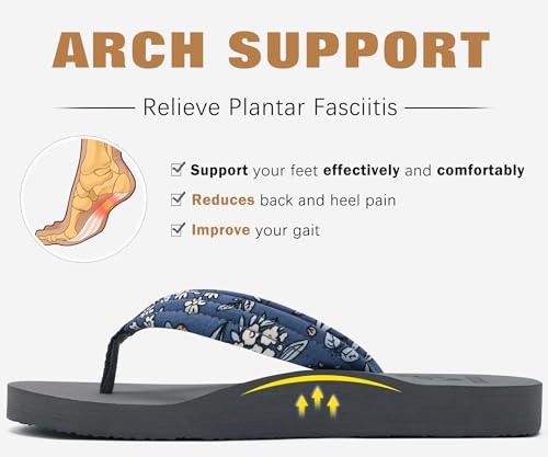 Image of KuaiLu Womens Arch Support Flip Flops Ladies Comfort Lightweight Soft Yoga Mat Cushion Walking Thong Sandals