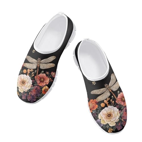 Hummingbird Floral Print Lightweight Walking Shoes for Women Mesh Casual Sneakers Size 5-10.54