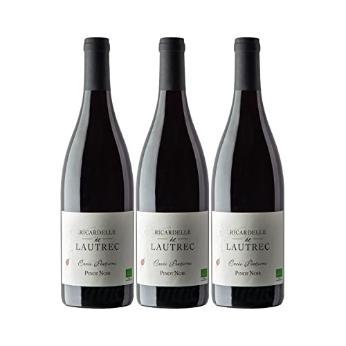 Pays d'Oc Cuvée Pontserme Pinot Noir Rouge 2017 - Bio - Domaine Ricardelle de Lautrec - Vin IGP Rouge du Languedoc - Roussillon - Lot de 3x75cl - Cépage Pinot Noir Cover