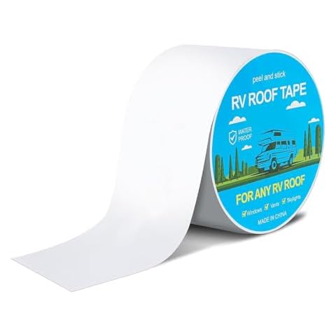 Inborntrait RV Roof Tape White 2 in x 50 Feet RV Sealant Tape UV Weatherproof Leak Repair Tape for RV Punctures, Boat Sealing, Camper, Awning, Canopy, Tents, Tarpaulin and Greenhouse-1 Rolls Cover