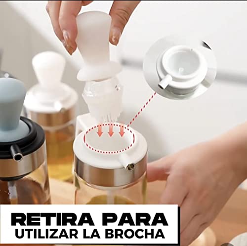 Aceitera con brocha de silicona y botella dispensadora de 550ml 7