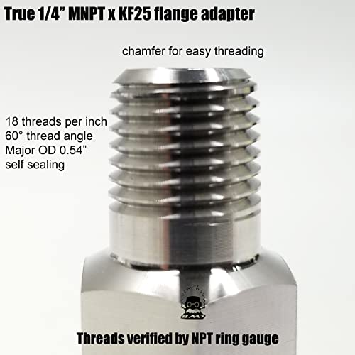 Image of bmotiontech MNPT x KF25 flange fitting (ISO-KF KF25 QF25 NW25) (1 /4 inch MNPT, 1PC adapter only)