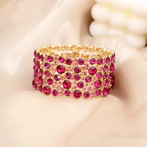 SFE Elegant Wedding Brides Bridesmaids Austrian Crystal Elastic Bangle Stretch Bracelet Prom Jewelry for Women3