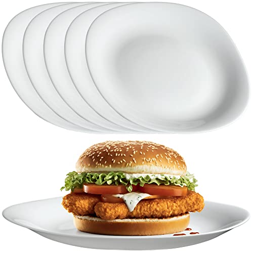 KADAX Assiettes Plates en Verre Trempé, L'Alliance Parfaite entre Esthétique Moderne, Qualité Supérieure et Résistance Inégalée (Blanche, Lot de 6)
