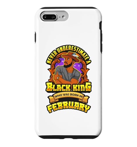 Never Underestimate A Black King in February Men Boy �X�}�z�P�[�X iPhone 7 Plus/8 Plus �p