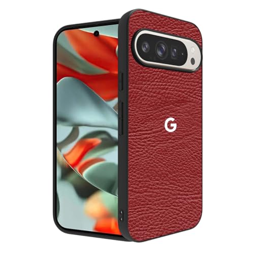 Image of RIGGEAR Sleek Back Cover Case Compatible with Google Pixel 9 Pro XL (TPU+PC | Red Leather)