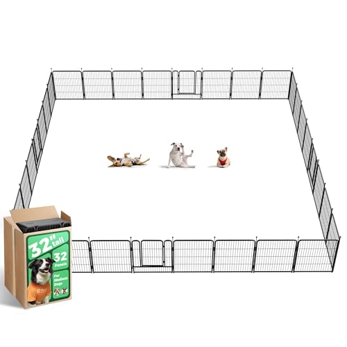 Image of FXW Rollick Unleashed Dog Playpen for Indoor, Yard, RV Camping, 32 inch 32 Panels for Small and Medium Dogs, Black│Patented