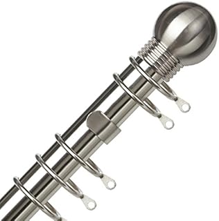 Speedy Victory 28mm Metal Curtain Pole Set, Satin Silver, 150 Cm