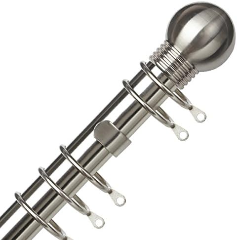 Speedy Victory 28mm Metal Curtain Pole Set, Satin Silver, 150 Cm