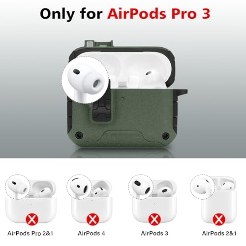 Image of HITZEE for AirPods Pro 3 Case, Compatible with AirPods Pro 3rd Generation Case (2025), Magnetic Automatic Lock with Phone Stand, Compatible with MagSafe Cover, Green