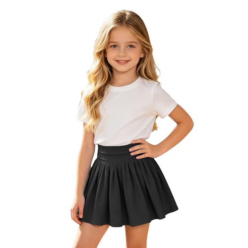 Girls School Skirts With Shorts Ribbed Waist Golf Tennis Skorts Athletic