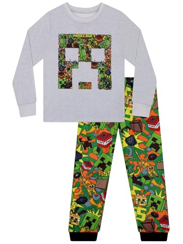 Minecraft Pajamas, Creeper Boys Pajamas For Kids, Gaming Boys Pjs, Long Sleeve Pjs For Kids, Multicolor 10