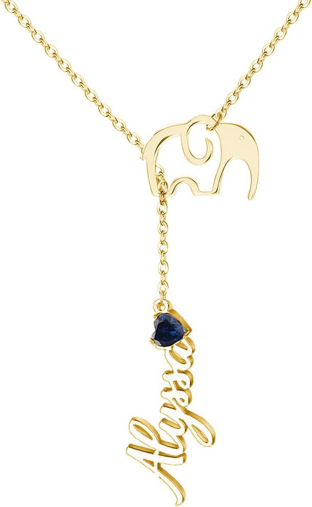 Personalized Infinity/Cross/Heart/Lucky/Pet/Circle/Star/Animal 925 Sterling Silver Name Lariat Necklace with Birthstone