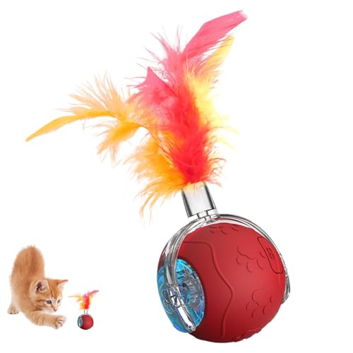 Qkbuza 自動ローリングペットボール、電動自動猫のおもちゃ - インタラクティブなスマート感動的なペットおもちゃ | 屋内アクティビティのためのインタラクティブな不規則な移動ボール、子犬