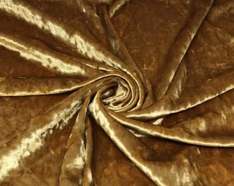 Crushed Velvet Fabric Upholstery Fabric for Curtain Cushion Sofa Per Metre (Gold)