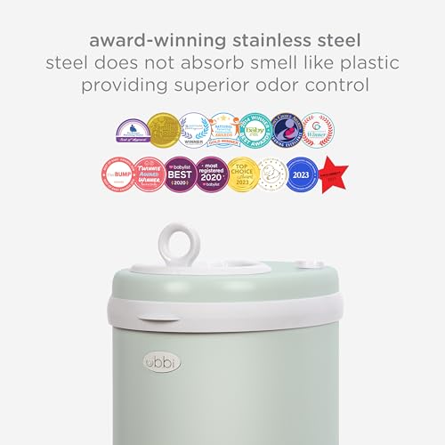 Image of Ubbi Steel Diaper Pail, Odor Locking, No Special Bag Required, Award-Winning, Registry Must-Have, Sage Green