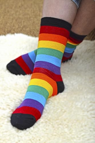 Children Kids 3 Pair Pack Multicolour Soft Dress Up Rainbow Stripe Pattern Socks2