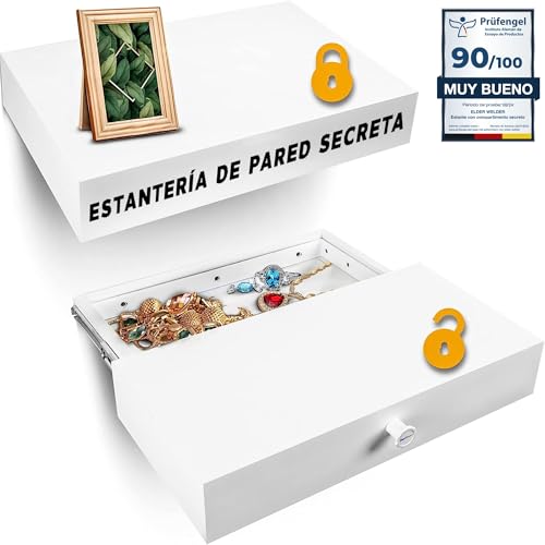 Elder Welder® Estantería Blanca con Compartimento Secreto | 30cm x 60cm | Muebles Secretos | Estantería con Llave | Caja Fuerte Empotrable | Ideal para Guardar Objetos de Valor Caja Fuerte Camufladas