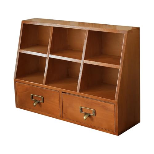 Pocoiau Schreibtisch-Organizer aus Metall, 2 versteckte Schubladen, 6 geräumige Fächer, Bauernhaus-â€¦ – Miniatur