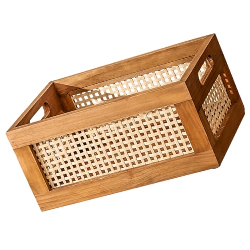Boîte de rangement en rotin portable et organiseur de maquillage pour tiroirs