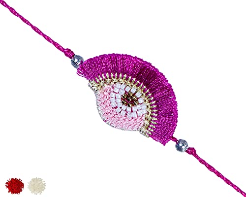 Image of MASQ by Q-One Designer Rakhi Combo Set with Roli Chawal & Moli for Men (Pack of 3) | Embroidered Handcrafted Raksha Bandhan Bracelet for Brother