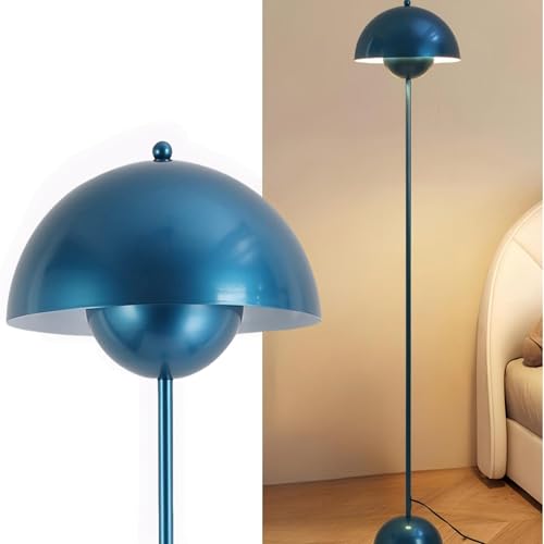 Image of Mid-Century Modern Metal Bud Floor Lamp for Home and Office, Pearl Blue