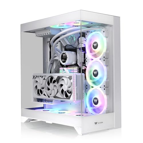 CTE E550 TG Snow Mid Tower ATX Case; 3 Tempered Glass Panels; Hidden-Connector Motherboard Support; Three-Way VGA Installations; Dual Chamber Design; CA-1Z8-00M6WN-00; 3 Year Warranty by Thermaltake - Image 2