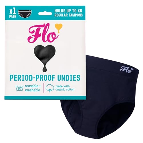Flo Period underwear Heavy Flow Organic Cotton Reusable + Washable Period Underwear UK 8 EU 36 US 4