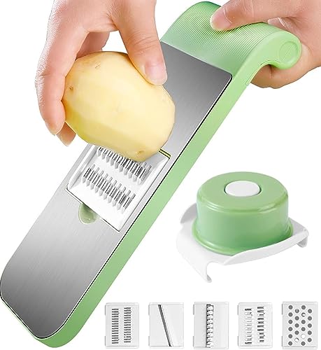 Affettaverdure multifunzione 5 in 1 affettatrice da cucina affettatrice a dadini, accessorio da cucina per patate, cipolle, frutta