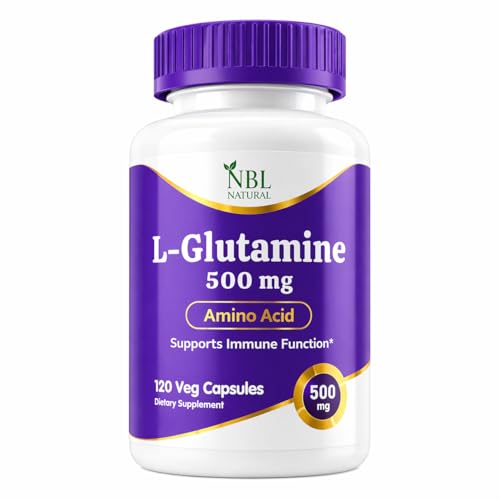 NBL Natural L-Glutamine 500 mg Amino Acid Supplement Supports Immune Function Muscle Recovery 120 Veg Capsules