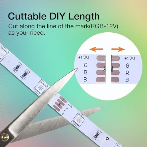 Image of VOLIVO 50ft Led Strip Lights for Bedroom, Color Changing Led Light Strips Kit with Bluetooth App Control and IR Remote, RGB Music Sync Lighting for Room, Home Decor
