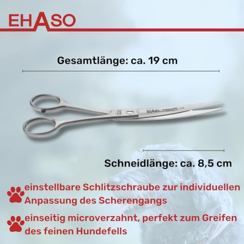 EHASO Gebogene, hochwertige Hundeschere aus Solingen. rostfrei, 19cm matt