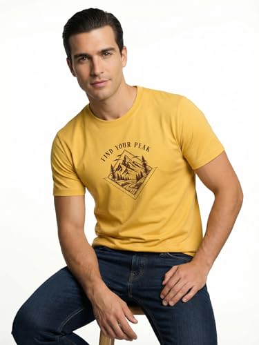 Image of Nobero Men's Regular Graphic Printed T-Shirt for Men | Soft Cotton | Classic Fit | Printed Casual Tshirt for Men