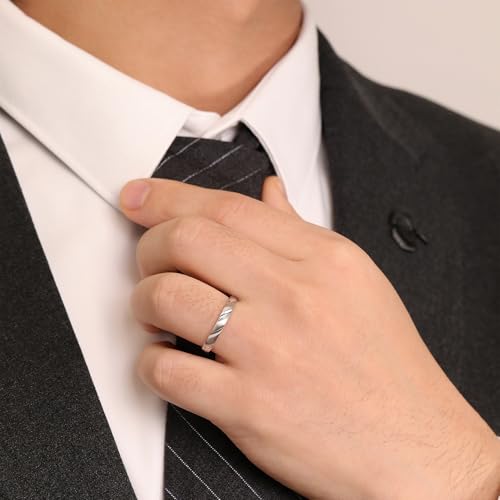 Meissa Alianzas de Ley Sólida 925 de Plata Pareja Anillos de Compromiso Boda para Hombres y Mujeres Adjustable Joyería Aniversario para Novia Prometida el Día de San Valentín (Juego de dos anillos) - imagen 8