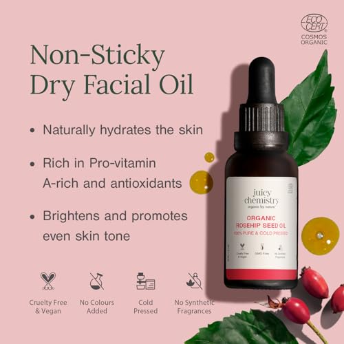 Juicy Chemistry Organic Rosehip Oil for Skin, Face & Hair 30 ml | Cold Pressed & Therapeutic Grade Carrier Oil for Face Massage, Makeup Prep, Scars, Cuticles, Stretch Marks, Fine Lines & Wrinkles 3