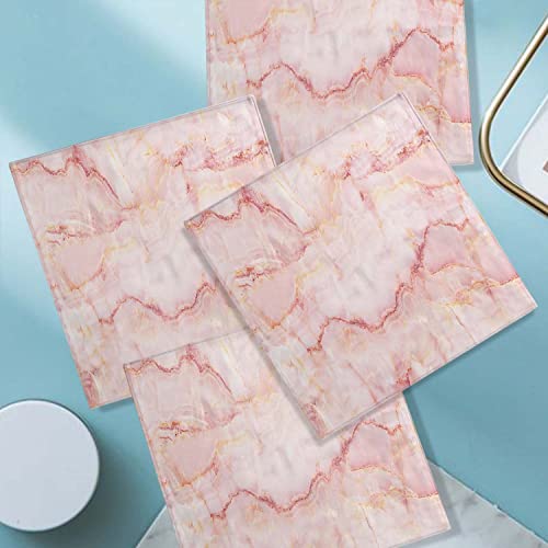 Napkins Pink Marble Pattern Cloth Napkins Set Of 4 Dinner Napkin Washable Reusable Ultra Soft Peach-Skin Polyester Napkin With Hemmed Edges Wedding Banquet Party Festival Restaurant 20X20 Inch #TOP1