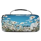 Adornori Garden Chair Carrying Case Compatible with Nintendo Switch/OLED, Travel Carry Case Pounch with Pockets and 20 Game Card Slots for Console and Accessories, Flower Floral