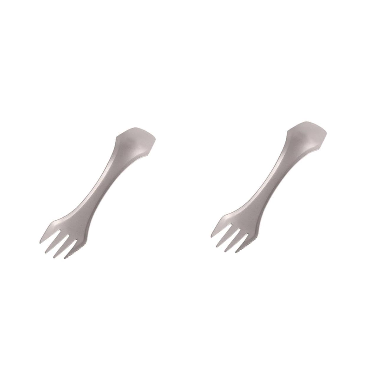 Abaodam 2 Pezzi Utensili Multifunzionali in Leggere e Resistenti per Escursioni Picnic in Inossidabile Design