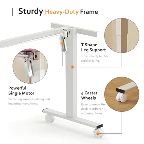 Okin Pink Height Adjustable Desk, 40" Electric Standing Small Desk For Small Spaces, Cat Shape Cute Desk For Teenager, Student, School, Bedroom, Rolling Study Writing Gaming Computer Desk With Wheels #TOP4