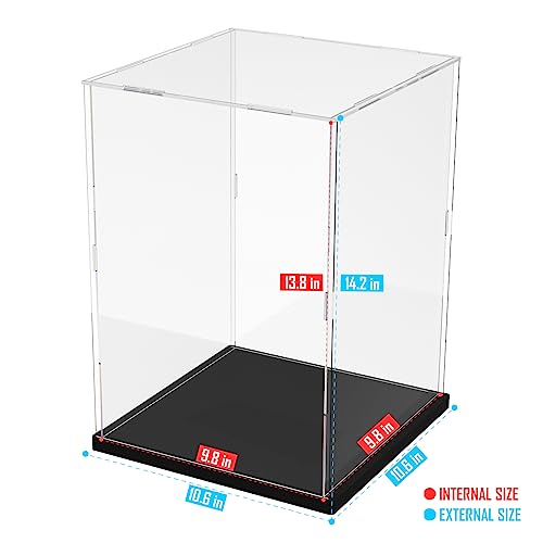 Image of Choowin Acrylic Display Case for Lego Cat 21349, R2D2 75308, Transformers Soundwave 10358, Thickened Clear Acrylic Display Cases for Collectibles, Assemble Dustproof Display Box (Black)
