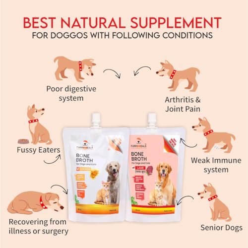 Image of FurrMeals Bone Broth for Dogs Chicken & Lamb (Varity Pack) I Bone & Joint Supplement I 100% Natural Preservative Free I Gravy /Wet Dog Food /Dog Treat (300ml X 2)
