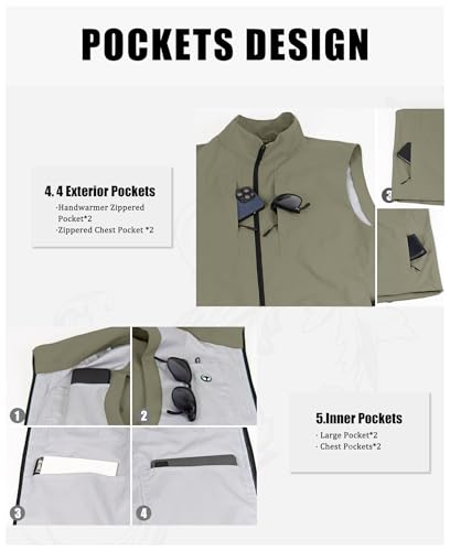 Image of Susclude Men's Quick Dry Lightweight Softshell Vest Windproof Sleeveless Jacket for Fishing Work Golf Hiking Casual Travel